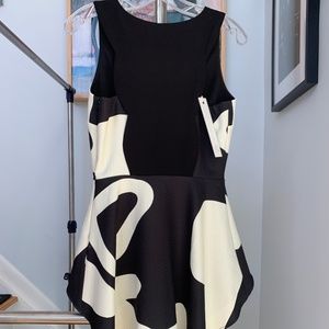 Black and White Skater Style/Hi-Low Sleeveless Top